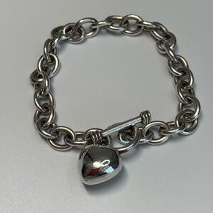 Silpada Rare Sterling Silver Puffy Heart Toggle Clasp Bracelet